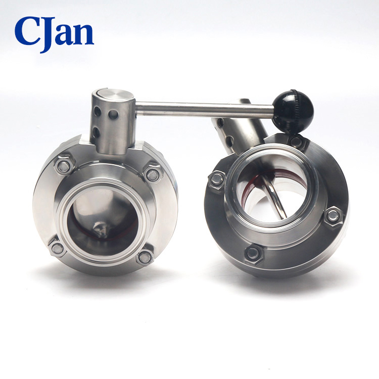 Sanitary Stainless Steel Tri Clamp Adaptor Butterfly Valve for Food Milk